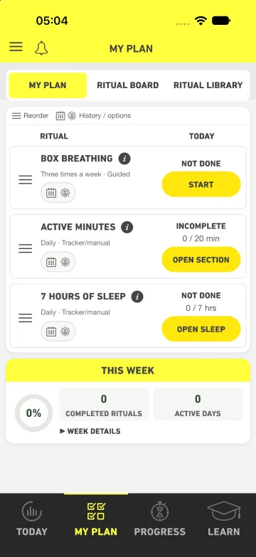 Ritualize My Plan on iPhone
